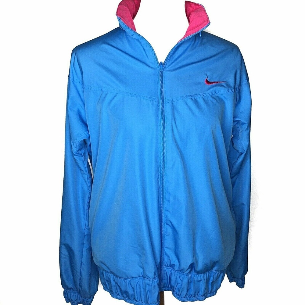 Nike Dri Fit Full Zip Hooded Jacket Size Large Blue 2 Pockets